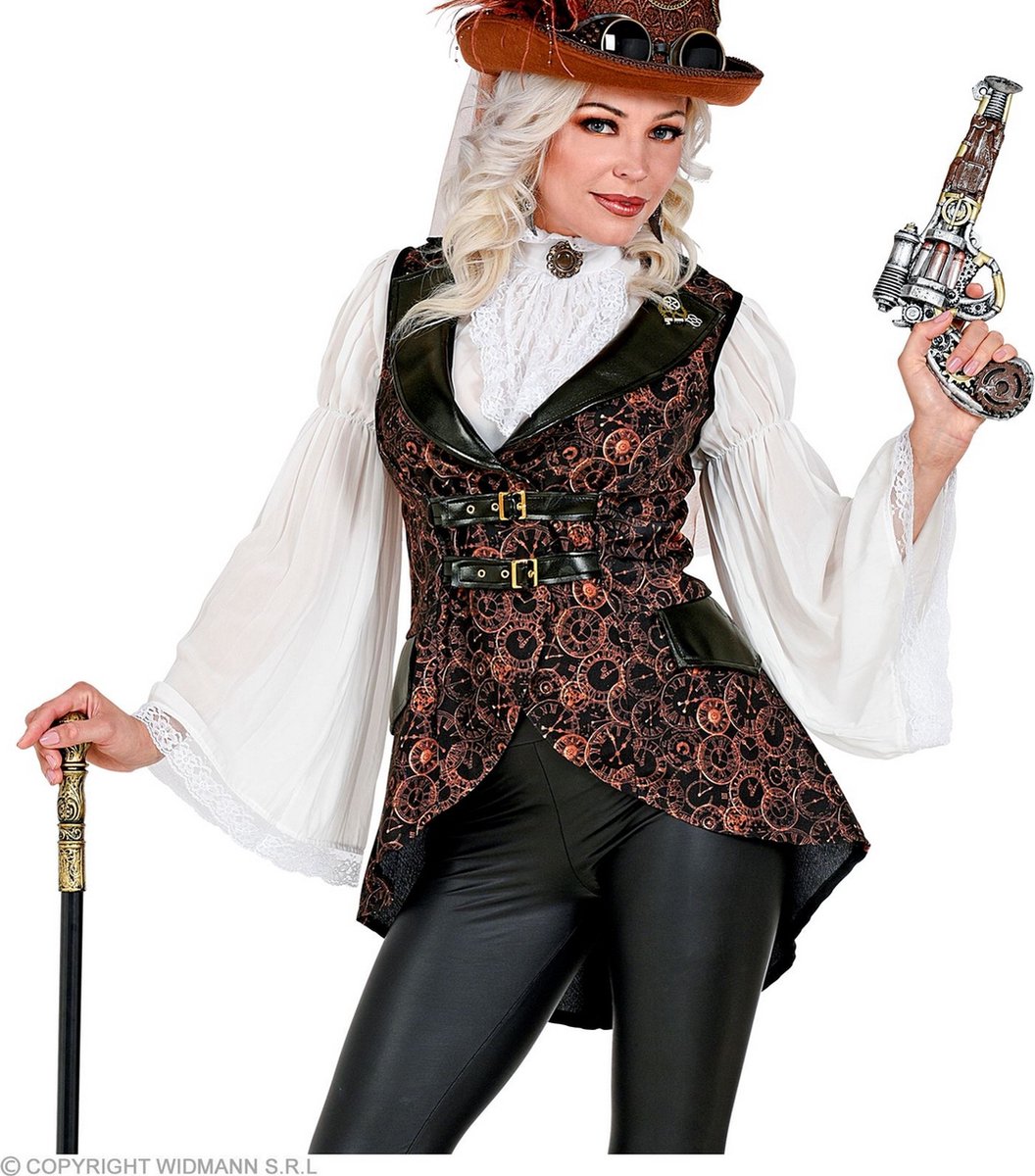 Steampunk Kostuum | Wheel Of Time Steampunk Vest Vrouw | Large / XL | Carnaval kostuum | Verkleedkleding